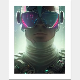 Portrait of a futuristic man with glasses. Posters and Art